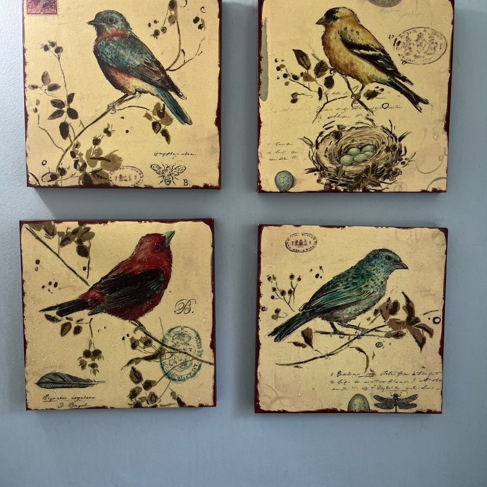 Vintage Bird Canvas Wall Art Set